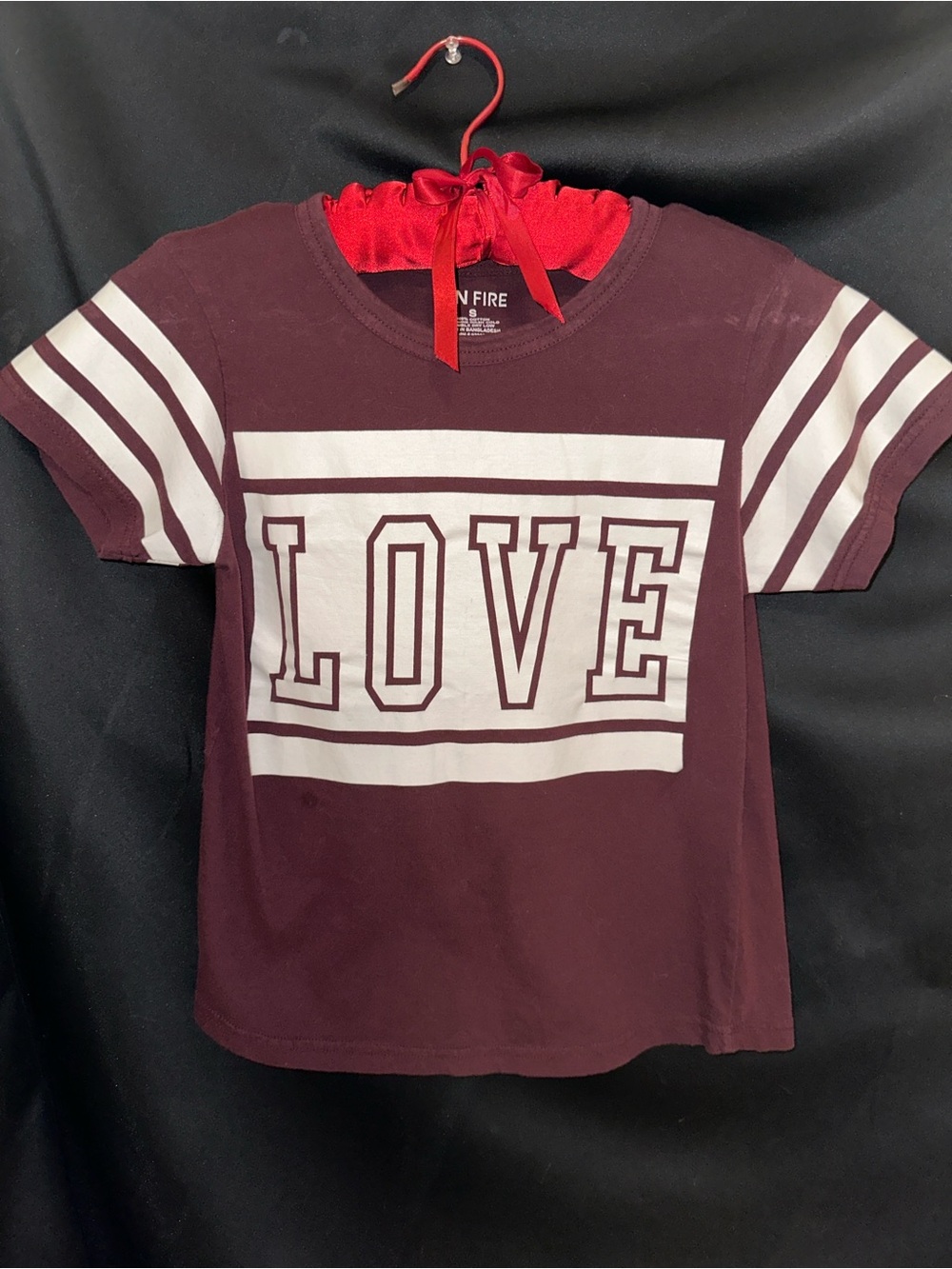 On Fire Burgundy Tee with White Graphic